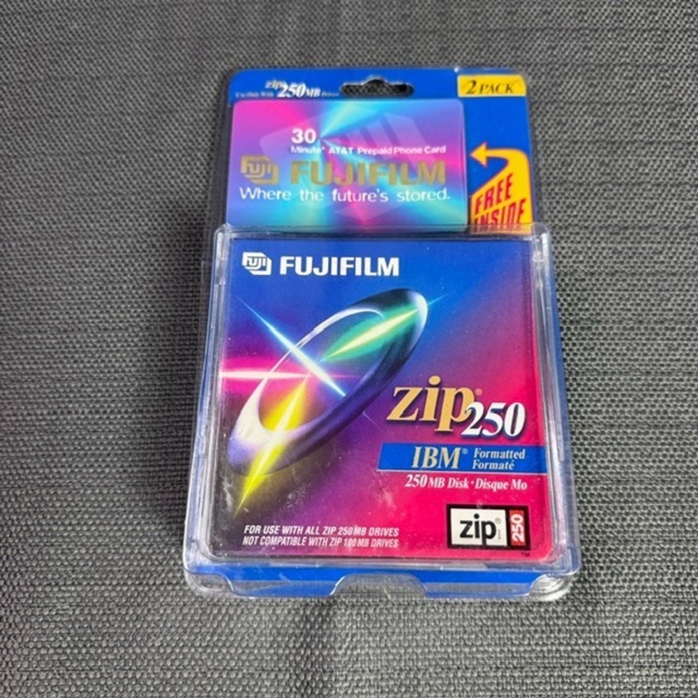 FujiFilm Zip 250 IBM Formatted Disk Set Of 2 New Sealed For 250MB Zip Drives